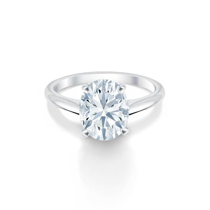 Diamante com corte oval grande 2.50 quilates anel solitário ouro branco 14K - harrychadent.pt