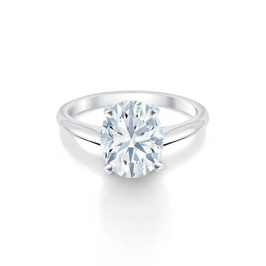 Diamante com corte oval grande 2.50 quilates anel solitário ouro branco 14K - harrychadent.pt