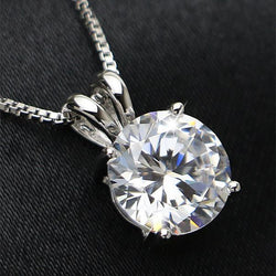 Big Round Cut Diamond Necklace Pendant 3.5 Carats White Gold 14K
