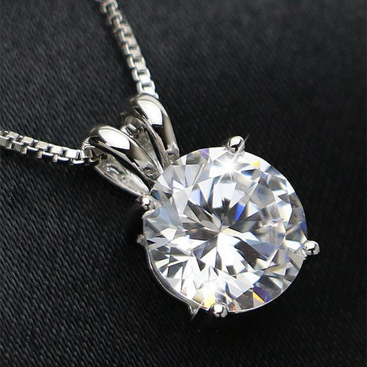 Colar de diamante com corte redondo grande e pingente de ouro branco de 3.5 quilates 14K - harrychadent.pt