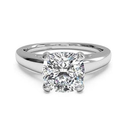 Big Sparkling Cushion Cut 3 Carat Diamond Engagement Ring White Gold