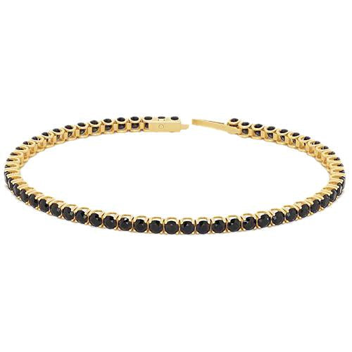 Pulseira de tênis de diamante negro 5.90 quilates F Vs1 ouro amarelo 14K - harrychadent.pt