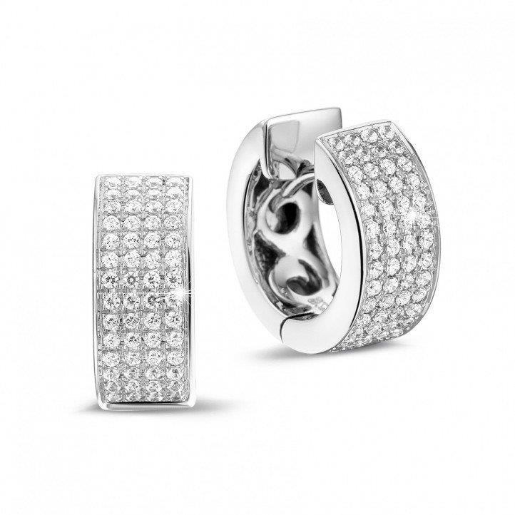 Brincos de argola feminino com diamantes de 4.50 ct brilhante ouro branco 14K - harrychadent.pt