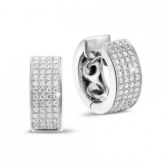 Brincos de argola feminino com diamantes de 4.50 ct brilhante ouro branco 14K - harrychadent.pt