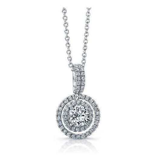 Colar pingente de diamante com lapidação brilhante halo 2.07 quilates e ouro branco 14K - harrychadent.pt