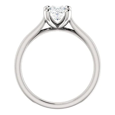 Anel de diamante oval solitário com configuração catedral 3,50 quilates joias novas