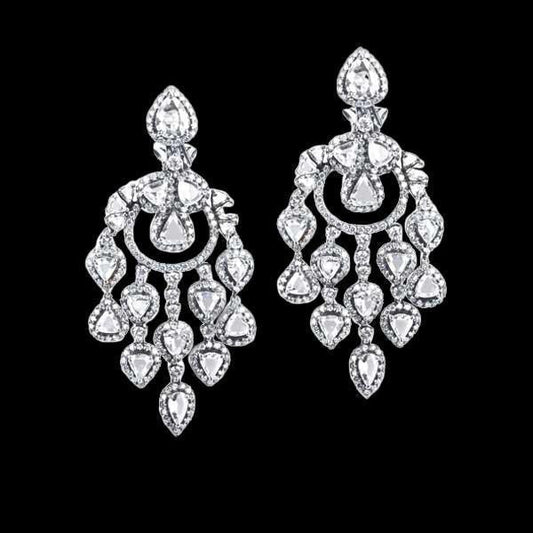 Brincos de diamante pendurados lustre 4,50 quilates ouro branco 14K - harrychadent.pt