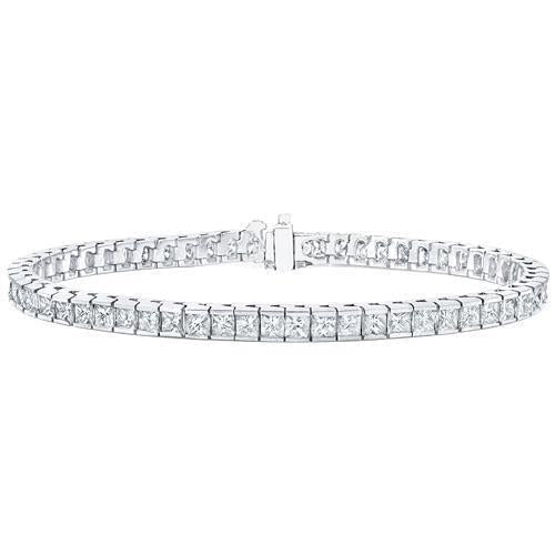 Conjunto de canais pulseira 8.55 quilates Princess Cut Diamonds WG 14K - harrychadent.pt