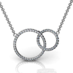 Circle Pendant Necklace 5 Carats Round Cut Diamonds White Gold 14K