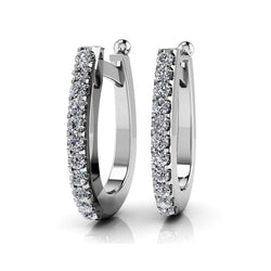 Classic 3.30 Carats Round Cut Diamonds Women Hoop Earrings White Gold 14K