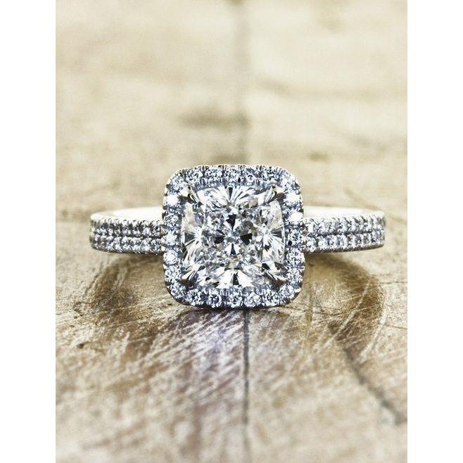 Almofada e corte redondo anel halo de diamante de 3.20 quilates - harrychadent.pt