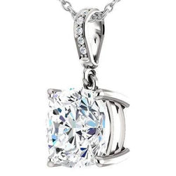 Cushion And Round Cut 3.25 Ct. Diamond Pendant Necklace Gold 14K
