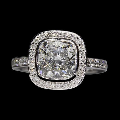 Almofada central Halo Diamond feminino anel 4.01 quilates ouro branco 14K - harrychadent.pt