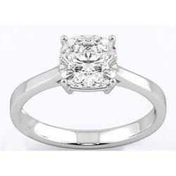 Cushion Cut 3 Ct Solitaire Diamond Ring White Gold 14K New