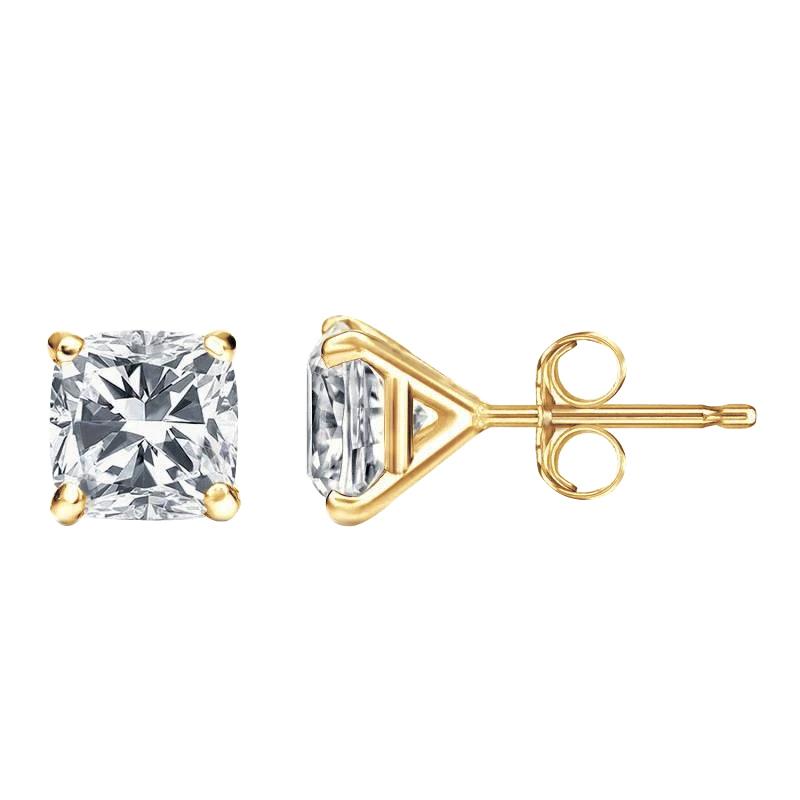 Cushion Cut 4.00 Ct Diamonds Studs Brincos Ouro Amarelo 14K - harrychadent.pt