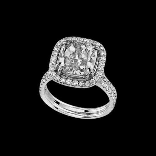 Almofada Cut Diamond Women New White Gold 3.40 Ct. Anel com acentos - harrychadent.pt