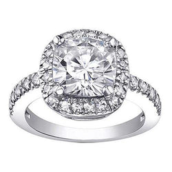 Cushion Cut Halo Diamond Engagement Ring 2 Ct. White Gold 14K