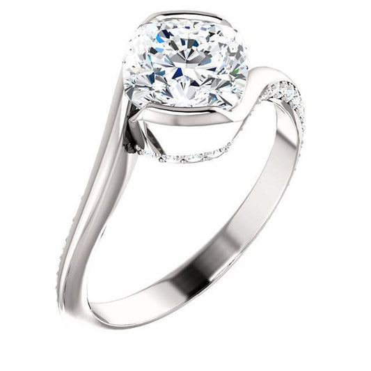 Almofada de diamante anel de aniversário de noivado de 1,91 quilates em ouro branco 14K - harrychadent.pt