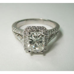 Cushion Diamond Royal Engagement Halo Ring 2.75 Carat White Gold 14K