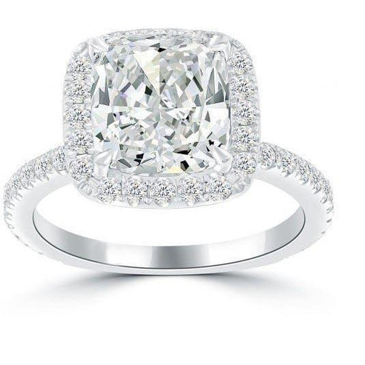 Almofada Halo Diamond Ring 4 quilates em ouro branco 14k - harrychadent.pt
