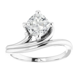 Cushion Old Cut Diamond Solitaire Ring 4 Prong Split Shank 5 Carats