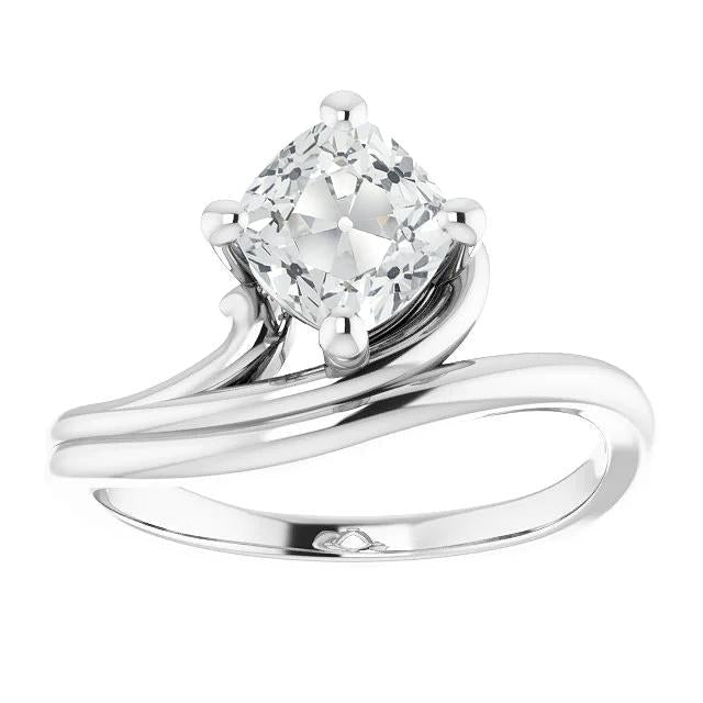 Almofada Old Cut Diamond Solitaire Ring 4 Prong Split Shank 5 Quilates - harrychadent.pt