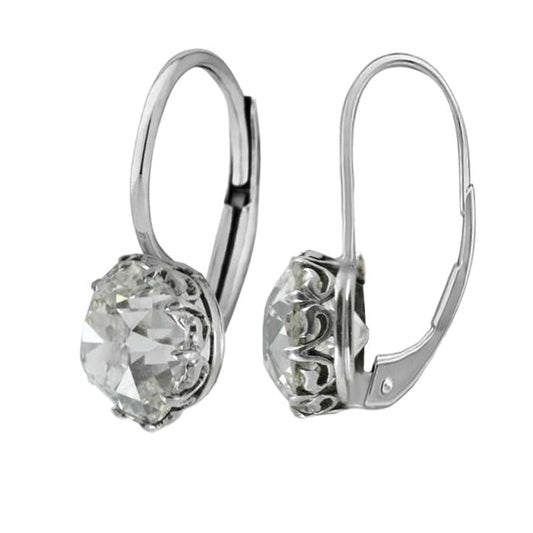 Almofada de mina com corte de 3 quilates e diamantes com pinos brinco de ouro branco 14K - harrychadent.pt