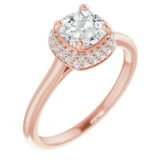 Almofada de diamante com corte de mina e ponta de diamante com anel de halo conjunto de 5 quilates - harrychadent.pt