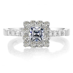 Cushion Old Mine Cut Real Diamond Halo Ring Flower Style 6.50 Carats