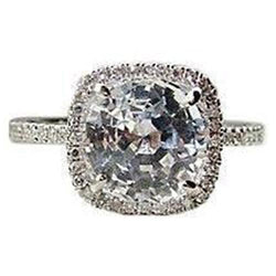 Cushion Old Miner Diamond Halo Engagement Ring 1.50 Ct White Gold 14K