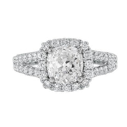 Cushion Old Miner Real Diamond Halo Wedding Ring Split Shank 5.50 Carats