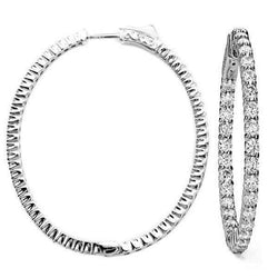 Cut Diamonds White Gold 14K  Women Hoop Earrings 3.80 Carats Roun