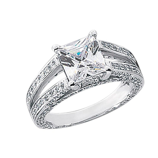Anel extravagante de aniversário de diamante 3,51 quilates Princesa diamante ouro branco - harrychadent.pt