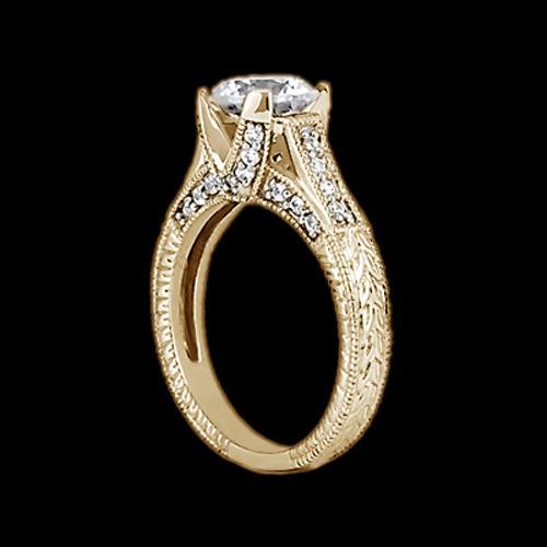 Anel de noivado de diamante estilo antigo 1.43 quilates e ouro amarelo 14K - harrychadent.pt