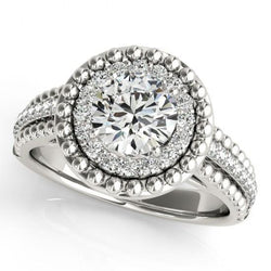 Diamond Antique Style Engagement Ring 2 Carats White Gold 14K