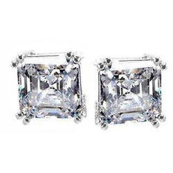 Diamond Asscher Cut Stud Earrings 2.02 Carats Women Platinum