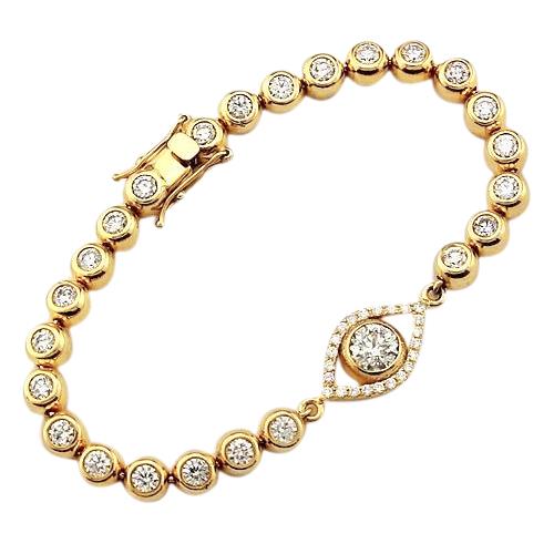 Pulseira de diamante com moldura de 10.75 quilates Conjunto Olho Maligno e ouro amarelo 14K - harrychadent.pt