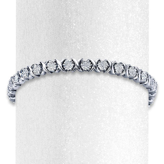 Pulseira de diamante branca redonda em ouro branco 14K 3 quilates - harrychadent.pt