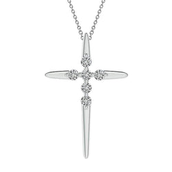 Diamond Cross Pendant Necklace 2.10 Ct. White Gold 14K Women Jewelry
