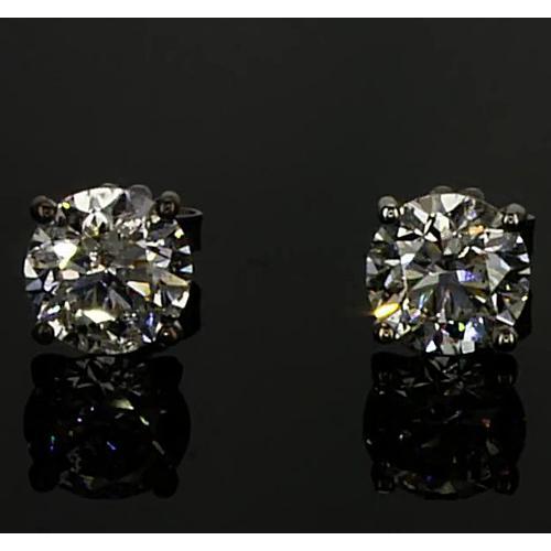 Brincos de diamante 1.50 quilates conjunto de pinos redondos em ouro branco 14K - harrychadent.pt