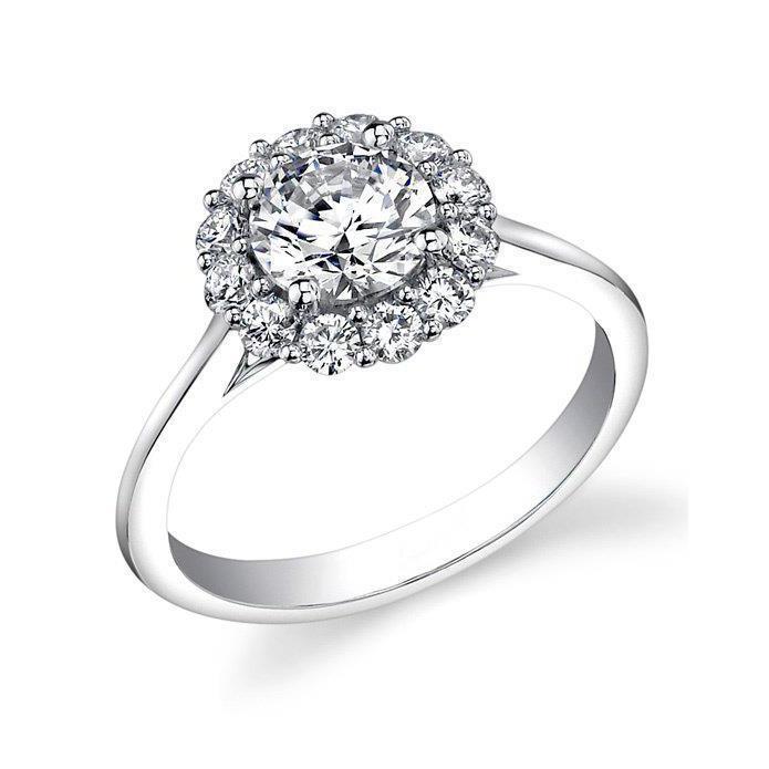 Anel de diamante de noivado com halo de 1.75 quilates. novo em ouro branco 14K - harrychadent.pt
