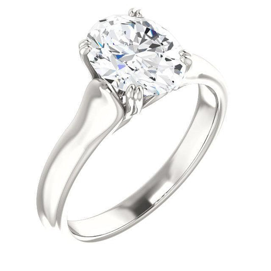 Anel Solitaire Oval de Noivado de Diamante Ouro Branco 3.50 quilates - harrychadent.pt