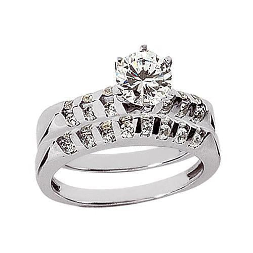 Conjunto de pulseira de anel de noivado de diamante 2.01 quilates em ouro branco 14K - harrychadent.pt