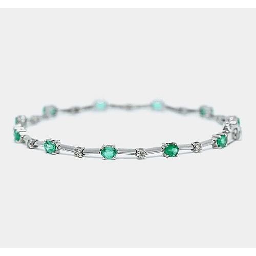 Pulseira de tênis verde-esmeralda diamante 6.05 quilates. ouro branco 14K - harrychadent.pt