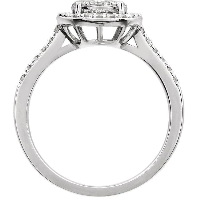 Anel de noivado com auréola de diamantes catedral joias femininas
