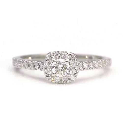 Anel de noivado de diamante Halo 1.25 quilates ouro branco joias femininas - harrychadent.pt