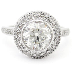 Diamond Halo Engagement Ring 2.75 Carats White Gold 14K