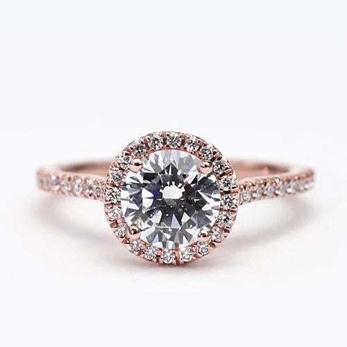 Anel de diamante halo 2.50 quilates joias com detalhes em ouro rosa novo - harrychadent.pt