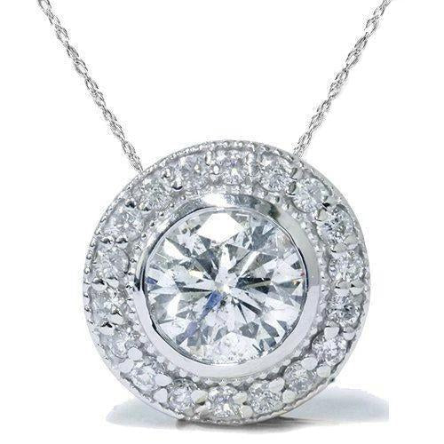 Colar de diamante Halo feminino com pingente de 2.75 quilates e ouro branco 14K - harrychadent.pt