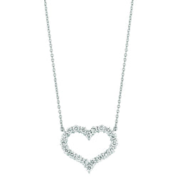 Diamond Heart Necklace Pendant 3.08 Carats 14K White Gold